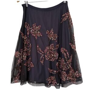 FRENCH CONNECTION Floral Sequin Embellished Tulle Skirt Party Holiday Size 6
